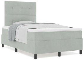 Boxspring Ágy Mattal Világosszürke Kicsi Dupla Bársonyos