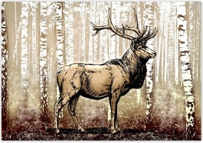 Poszterek 100x70 Szarvas a nyírfaerdőben