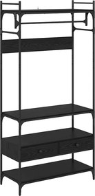 vidaXL Ruhásszekrény fiókkal Musta tammi 89 x 39 x 184.5 cm Faanyag