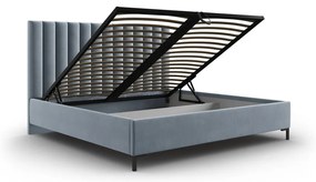 Világoskék kárpitozott ágyneműtartós franciaágy ágyráccsal 160x200 cm Casey – Mazzini Beds