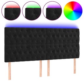 fekete bársony LED-es fejtámla 180x7x118/128 cm