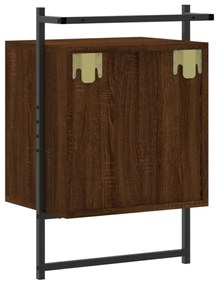 2 db barna tölgy szerelt fa fali éjjeliszekrény 40 x 30 x 61 cm