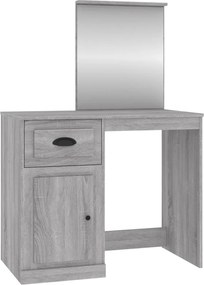 vidaXL szürke sonoma szerelt fa tükrös pipereasztal 90 x 50 x 132,5 cm