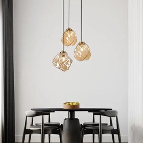 Kábeles CRISTAL csillár 3xE14/15W/230V sárgaréz/füstös bézs