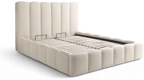 Aura kárpitozott ágy ágyneműtartóval 180x200 cm - világos bézs Quelle 02 bouclé