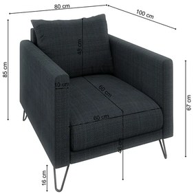 Sötétszürke zsenília fotel Freya – Ropez