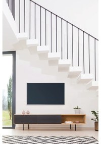 Fekete-natúr színű tölgyfa TV-állvány 200x48 cm Fina – Gazzda