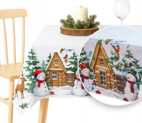 Abrosz Fehér karácsonyi asztal dekorációs hóemberek Karácsony 110x160