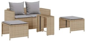 5 részes polyrattan kerti kanapé garnitúra párnákkal stackable