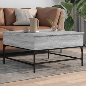Szürke sonoma szerelt fa és fém dohányzóasztal 80 x 80 x 45 cm