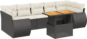 vidaXL 8 részes fekete polyrattan kerti ülőgarnitúra párnákkal