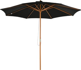 Outsunny Napernyő Ø 300 cm, UV védelemmel ellátott napernyő, fa anyagú erkélyernyő, stabil piaci napernyő, napvédelem strandra, teraszra és kertbe, Fe