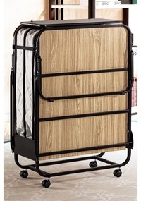 Összecsukható fém egyszemélyes ágy matraccal HERON 80x190 cm fehér teherbírás 120 kg