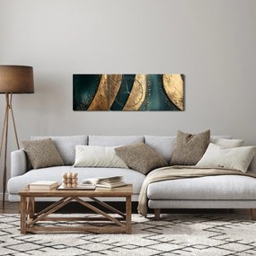 Kép - Zöld absztrakció arannyal I. (órával) (90x30 cm)