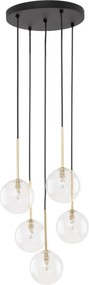 TK LIGHTING 5943 NILOS Többágú Függesztett Lámpa Fekete, Átlátszó, Arany G9 IP20