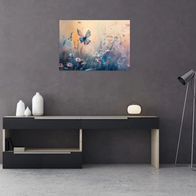 Üveg kép - Rét pillangóval II (70x50 cm)