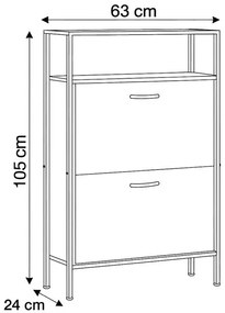 Cipősszekrény, 2 rekeszes, tölgy dekor, MDF
