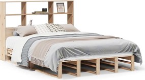 vidaXL tömör fa könyvespolcos ágy matrac nélkül 150 x 200 cm