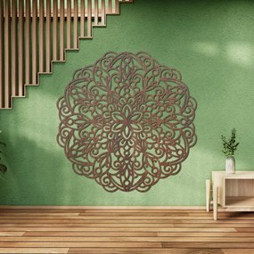 Fából készült mandala falra, virágdíszítéssel | MELLANY