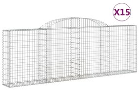 15 db íves horganyzott vas gabion kosár 300 x 30 x 100/120 cm