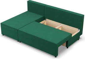 Nobu sarokkanapé, bársony, univerzális oldal, zöld