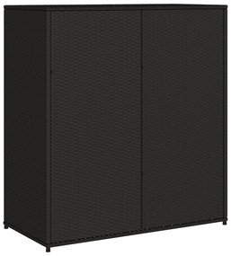fekete polyrattan kerti tárolószekrény 105 x 55 x 113 cm