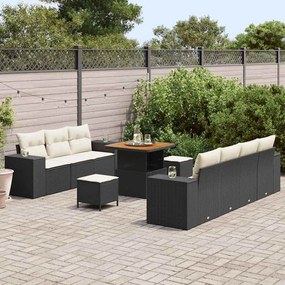 Kerti Kanapé Szett 10 pcs Fekete és Krém 80 x 80 x 71 cm