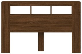 barna tölgyszínű szerelt fa LED-es fejtámla 160x18,5x103,5 cm