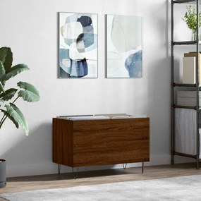 Barna tölgyszínű szerelt fa hanglemezszekrény 74,5x38x48 cm