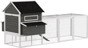 PawHut Large Outdoor Wooden Chicken Coop with 2 Nesting Boxes, Run, Asphalt Roof, Removable Tray & Ramp — Raised House for 8–10 Hens or Rabbits, 347 x