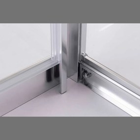 Stuxi Torino 90x80 falsíkra szerelhető 3 oldalú nyílóajtós zuhanykabin 6 mm vízlepergető biztonsági üveggel, króm elemekkel, 200 cm magas