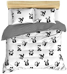 Fekete-fehér kétszemélyes gyerek ágyneműhuzat 200x200 cm Panda – Mijolnir