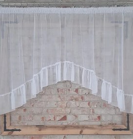 Készfüggöny 300x150, fehér napellenző, íves, fodros, szalagos, nappali, szoba