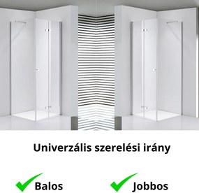 Stuxi Verona 80x80 cm szögletes csuklóajtós zuhanykabin, 6 mm vízlepergető üveggel, króm elemekkel