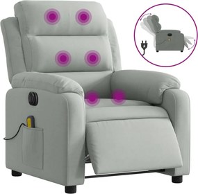 vidaXL világosszürke bársony elektromos dönthető masszázsfotel