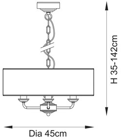 Endon 110723 - Csillár láncon HIGHCLERE 3xE14/40W/230V bézs/réz