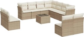 vidaXL 12 részes bézs polyrattan kerti ülőgarnitúra párnákkal