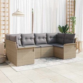 vidaXL Kerti Kanapé Szett párnával tárolóval 6 pcs Bézs Poli rattan