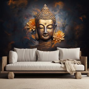 Gario Fotótapéta Arany Buddha és virágok Anyag: Vlies, Méret: 100 x 70 cm