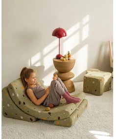 Zöld buklé-zsenília gyerek puff Terrazzo Cloud – Wigiwama