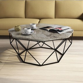 Diamond White Kávézóasztal, Hommy Craft, 90x90x38 cm, fehér