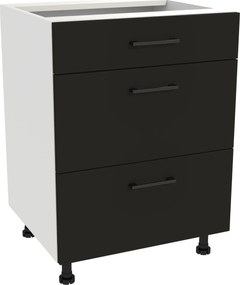 Konyhaszekrény fiókokkal Slim 60 Capri Fehér front Fekete matt