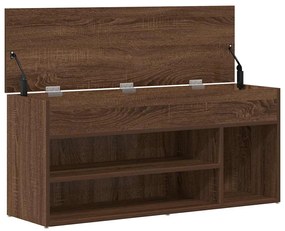 barna tölgy színű szerelt fa cipőtároló pad 102x30,5x45 cm