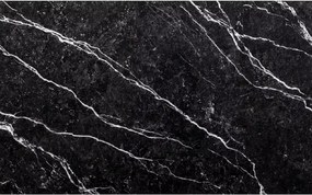 AKCIÓ Fekete étkezőasztal RAMOD 100x60 cm, márvány dekoráció II. osztály