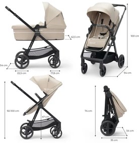 KINDERKRAFT - Kombinált babakocsi 3in1 NEWLY Sand bézs + autósülés MINK PRO