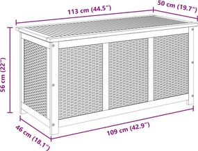 vidaXL Kerti Tároló Doboz 185 L Tömör Akácfa 113 x 50 x 56 cm Fekete