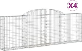 vidaXL 4 db íves horganyzott vas gabion kosár 300 x 30 x 100/120 cm