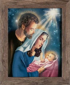 Vászonkép 30x25 Szent Család Jézus Krisztus József Mária Tölgy Keret