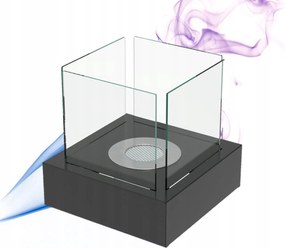 Dekoratív szabadonálló biokandalló Tango 3 fekete négyzet alakú, üveges