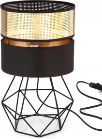 Asztali Ăjjeli LĂĄmpa GyĂ©mĂĄnt LĂĄmpabĂșra Lyukakkal Arany E27 Led Fekete Ăttört